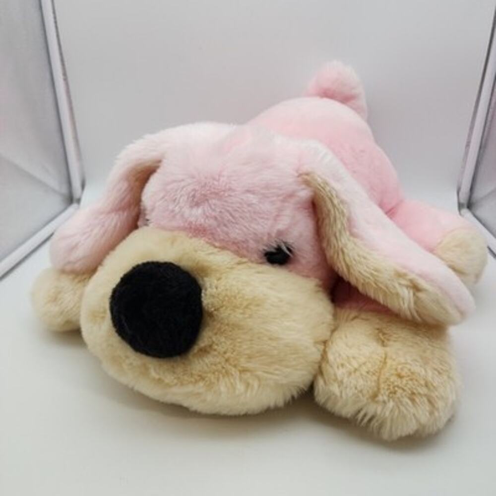 FAO Schwarz Penelope Dog Plush 21" Pink Lays Down Big Nose Stuffed Animal 2018